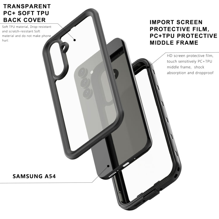 For Samsung Galaxy A54 5G RedPepper Transparent Dot Shockproof Water-resistant PC + TPU Phone Case(Black)