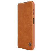 For Samsung Galaxy A14 4G NILLKIN QIN Series Pro Sliding Camera Cover Design Leather Phone Case(Brown)