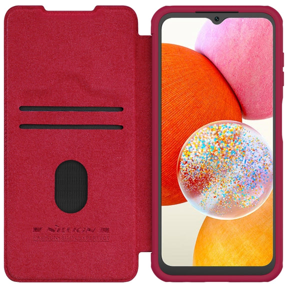 For Samsung Galaxy A14 4G NILLKIN QIN Series Pro Sliding Camera Cover Design Leather Phone Case(Red)
