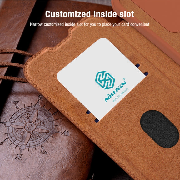 For Samsung Galaxy A14 4G NILLKIN QIN Series Pro Sliding Camera Cover Design Leather Phone Case(Black)
