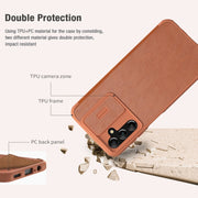 For Samsung Galaxy A14 4G NILLKIN QIN Series Pro Sliding Camera Cover Design Leather Phone Case(Black)