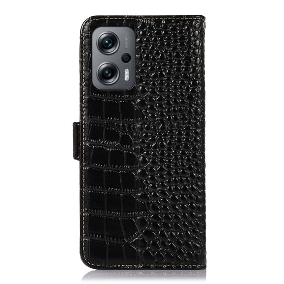 For Xiaomi Redmi Note 12 Turbo Crocodile Top Layer Cowhide Leather Phone Case(Black)