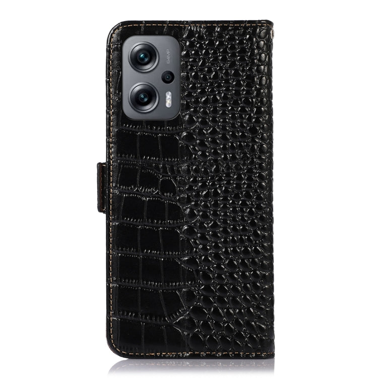 For Xiaomi Redmi Note 12 Turbo Crocodile Top Layer Cowhide Leather Phone Case(Black)