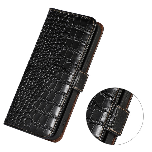 For Xiaomi Redmi Note 12 Turbo Crocodile Top Layer Cowhide Leather Phone Case(Black)