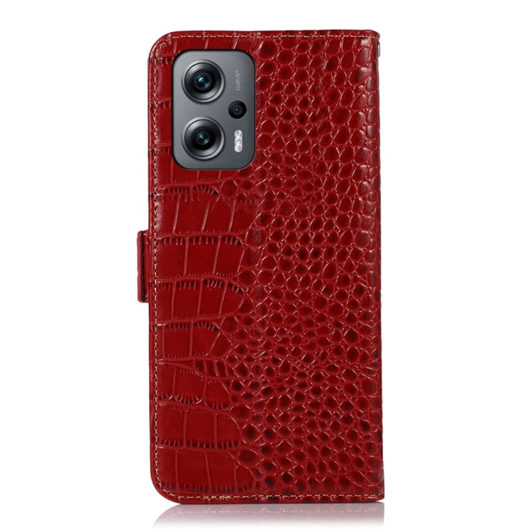For Xiaomi Redmi Note 12 Turbo Crocodile Top Layer Cowhide Leather Phone Case(Red)