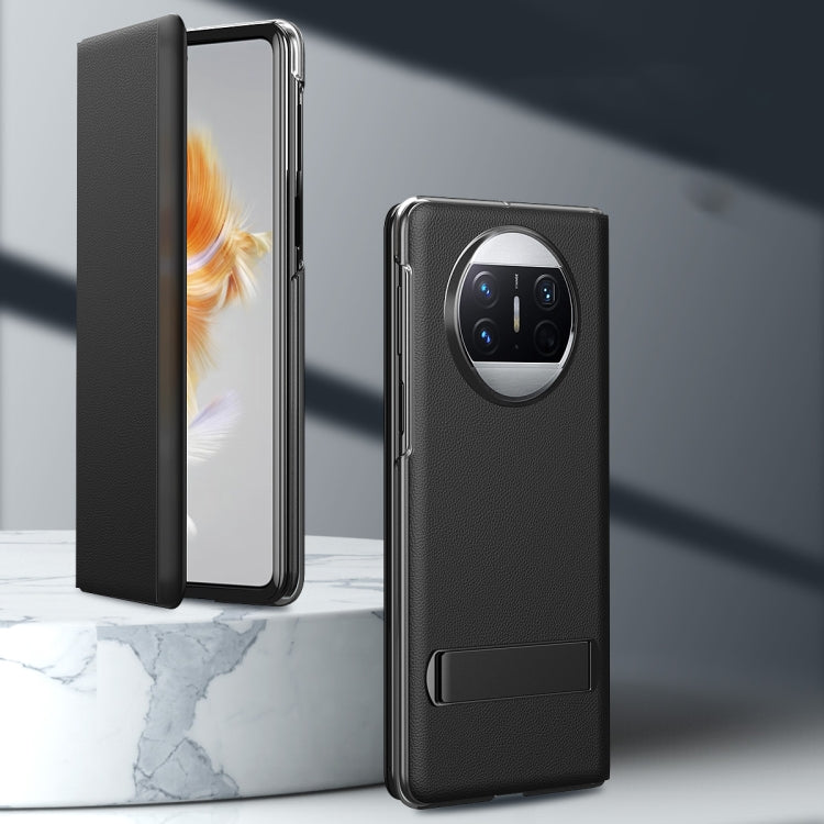 For Huawei Mate X3 Leather All-inclusive Phone Case with Holder(Pink)