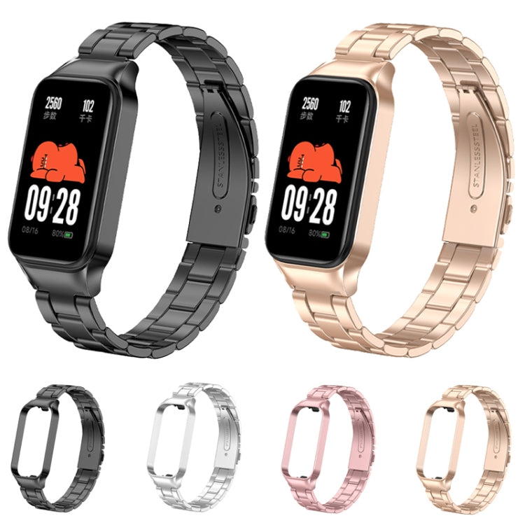 For Redmi Band 2 Three-bead Metal Watch Band(Rose Gold)
