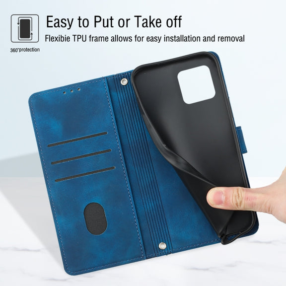 For Honor X6 / X8 5G Skin-feel Embossed Leather Phone Case(Blue)