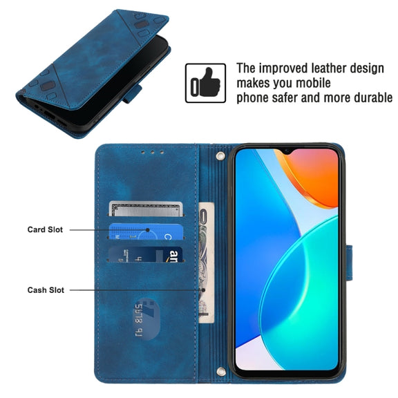 For Honor X6 / X8 5G Skin-feel Embossed Leather Phone Case(Blue)