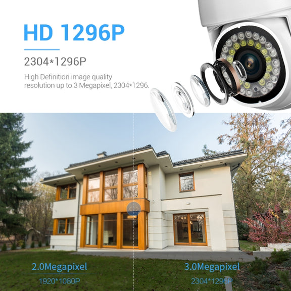 ESCAM PVR007 3MP Smart HD WiFi Camera Support Full Color Night Vision / Motion Detection / Sound Alarm / TF Card(US Plug)