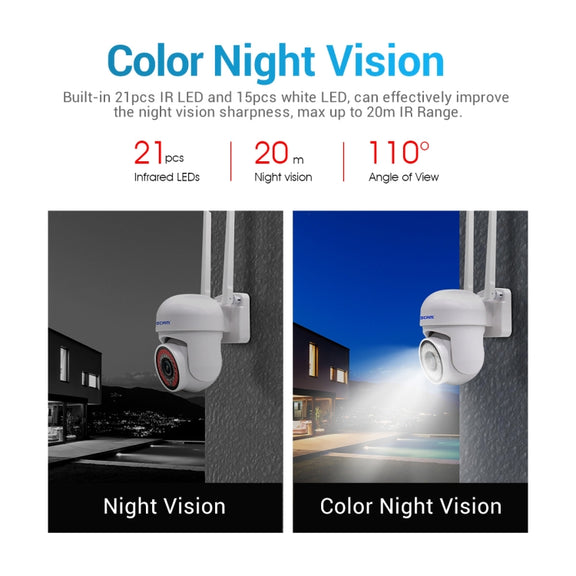 ESCAM PVR007 3MP Smart HD WiFi Camera Support Full Color Night Vision / Motion Detection / Sound Alarm / TF Card(US Plug)