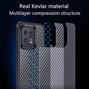 For Xiaomi 13 wlons Magsafe Carbon Fiber Kevlar TPU Phone Case(Black)