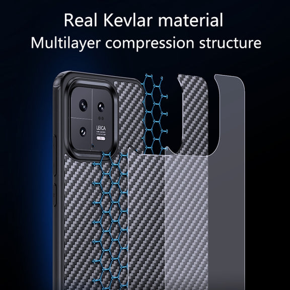 For Xiaomi 13 wlons Magsafe Carbon Fiber Kevlar TPU Phone Case(Black)