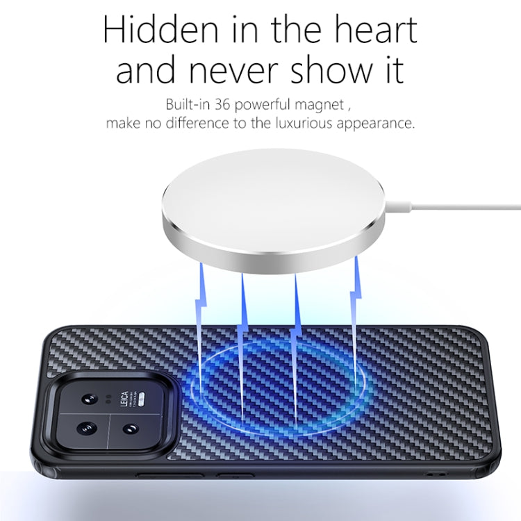 For Xiaomi 13 Pro wlons Magsafe Carbon Fiber Kevlar TPU Phone Case(Black)