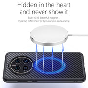 For Huawei Mate 50 Pro wlons Magsafe Carbon Fiber Kevlar TPU Phone Case(Black)