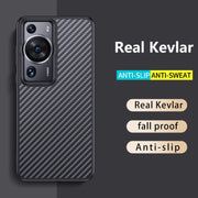 For Huawei P60 wlons Magsafe Carbon Fiber Kevlar TPU Phone Case(Black)
