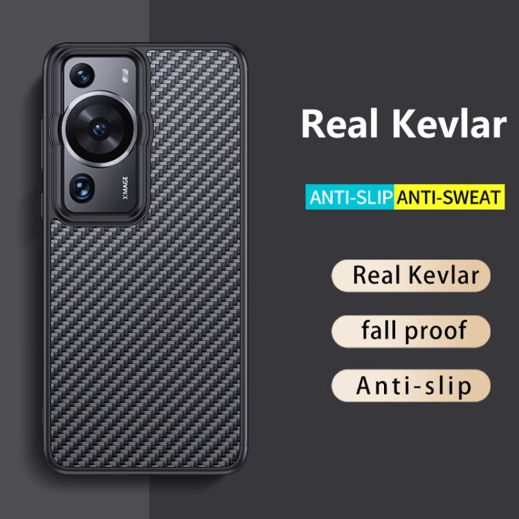 For Huawei P60 wlons Magsafe Carbon Fiber Kevlar TPU Phone Case(Black)