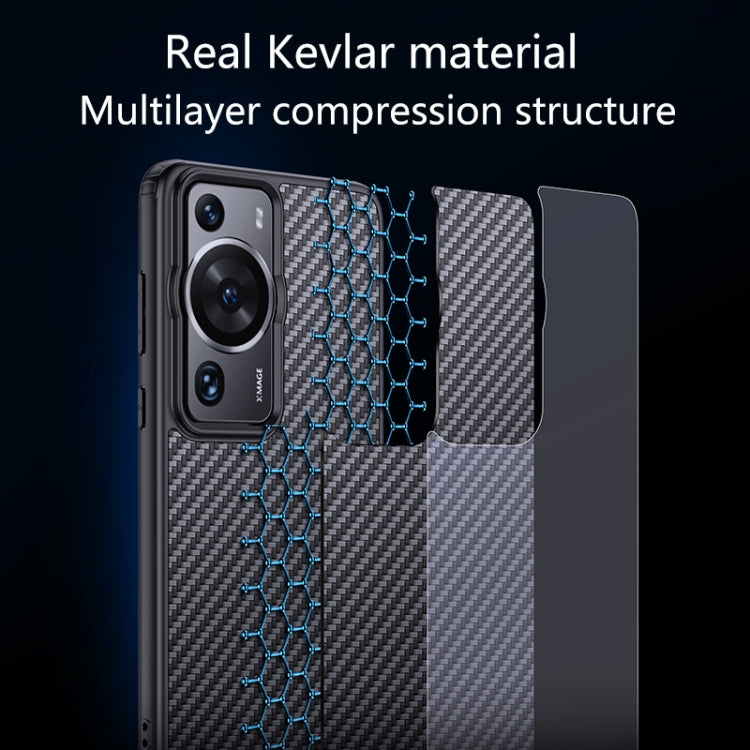 For Huawei P60 wlons Magsafe Carbon Fiber Kevlar TPU Phone Case(Black)