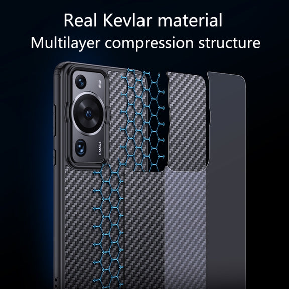 For Huawei P60 wlons Magsafe Carbon Fiber Kevlar TPU Phone Case(Black)