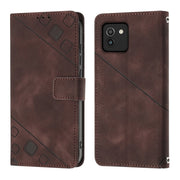 For Samsung Galaxy A03 166mm EU Version Skin-feel Embossed Leather Phone Case(Brown)