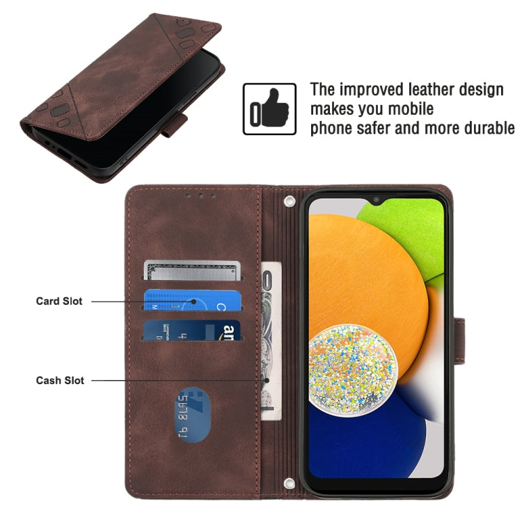 For Samsung Galaxy A03 166mm EU Version Skin-feel Embossed Leather Phone Case(Brown)