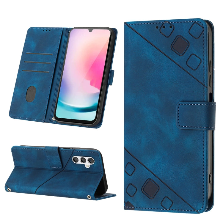 For Samsung Galaxy A24 4G Skin-feel Embossed Leather Phone Case(Blue)