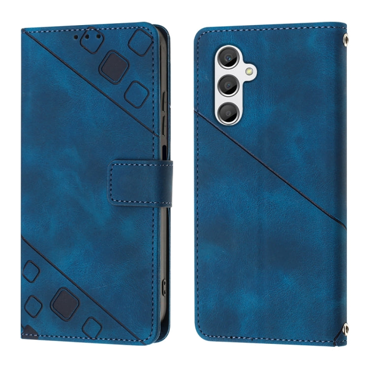 For Samsung Galaxy A24 4G Skin-feel Embossed Leather Phone Case(Blue)