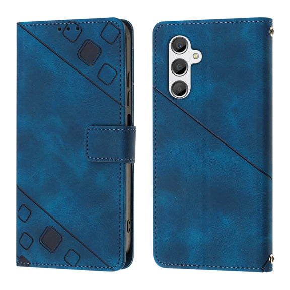 For Samsung Galaxy A24 4G Skin-feel Embossed Leather Phone Case(Blue)