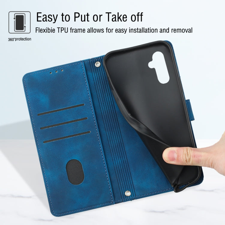For Samsung Galaxy A24 4G Skin-feel Embossed Leather Phone Case(Blue)
