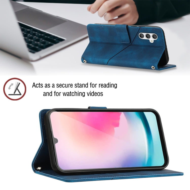 For Samsung Galaxy A24 4G Skin-feel Embossed Leather Phone Case(Blue)