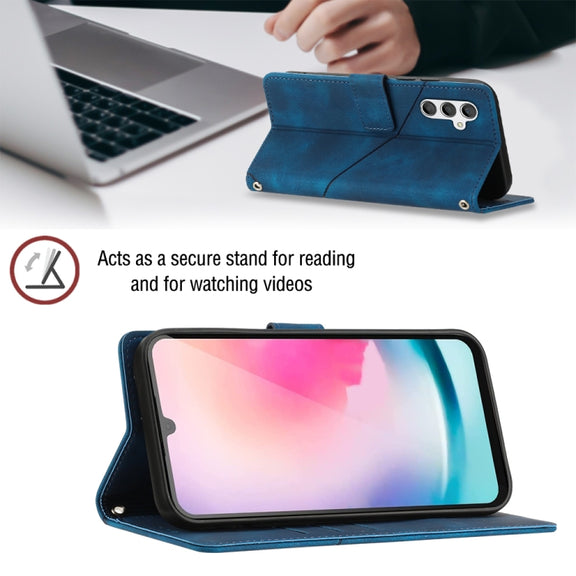 For Samsung Galaxy A24 4G Skin-feel Embossed Leather Phone Case(Blue)