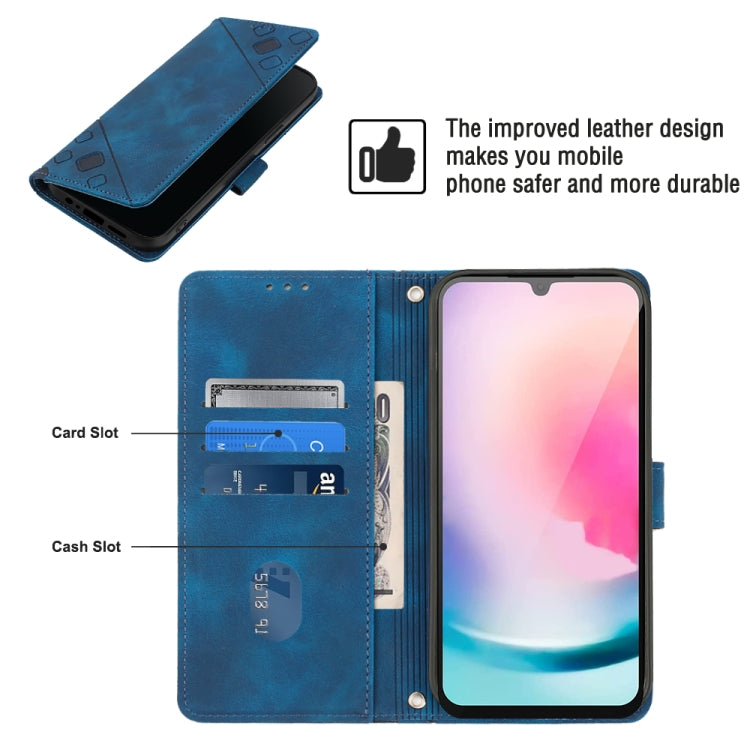 For Samsung Galaxy A24 4G Skin-feel Embossed Leather Phone Case(Blue)