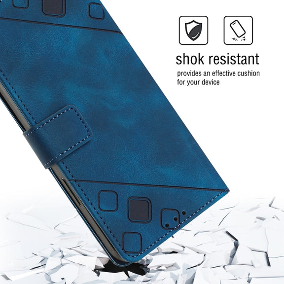 For Samsung Galaxy A24 4G Skin-feel Embossed Leather Phone Case(Blue)