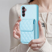 For Samsung Galaxy A14 4G / 5G Vertical Wallet Rhombic Leather Phone Case(Blue)