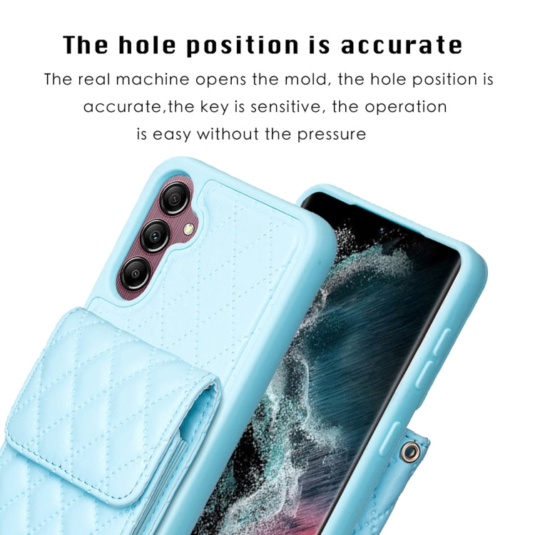 For Samsung Galaxy A14 4G / 5G Vertical Wallet Rhombic Leather Phone Case(Blue)