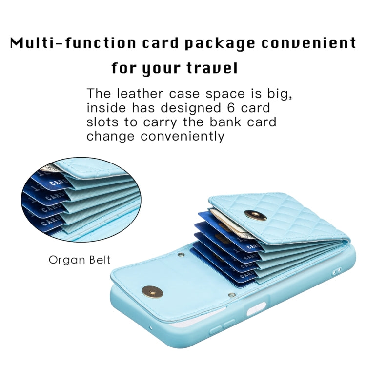 For Samsung Galaxy A14 4G / 5G Vertical Wallet Rhombic Leather Phone Case(Blue)