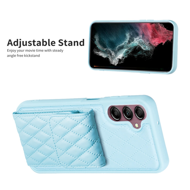 For Samsung Galaxy A14 4G / 5G Vertical Wallet Rhombic Leather Phone Case(Blue)