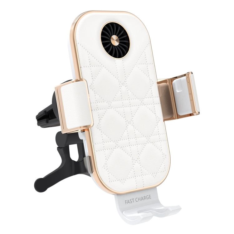For Samsung Galaxy Z Flip4 / 3 C38 Fan Cooling Dual Coil Car Phone Holder Wireless Charger
