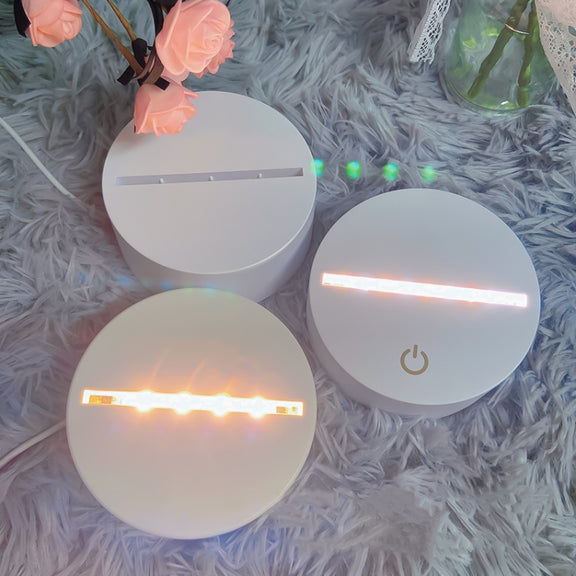 A189 LED Colorful 3D Night Light Bluetooth Speaker Base with Box(White Round)
