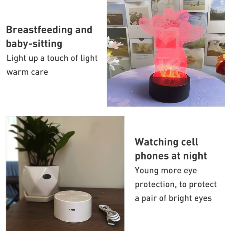 A189 LED Colorful 3D Night Light Bluetooth Speaker Base with Box(White Round)