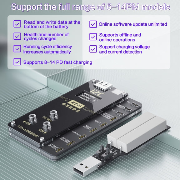 i2C KC01 Multi-function Comprehensive Battery Repair Instrument for iPhone 6-14 Pro Max, Version:Standard Version