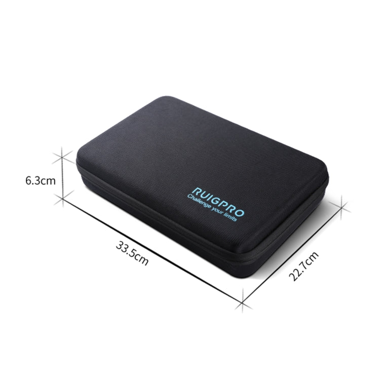 For GoPro HERO8 / 7 / 6 RUIGPRO Shockproof Water-resistant Portable Case Box Size : 33.5cm x 24.7cm x 6.3cm(Black)