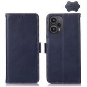 For Xiaomi Redmi Note 12 Turbo 5G Crazy Horse Top Layer Cowhide Leather Phone Case(Blue)