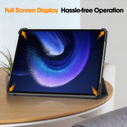 For Xiaomi Pad 6 / 6 Pro Custer Texture 3-Fold Holder Leather Smart Tablet Case(Black)