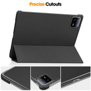 For Xiaomi Pad 6 / 6 Pro Custer Texture 3-Fold Holder Leather Smart Tablet Case(Black)
