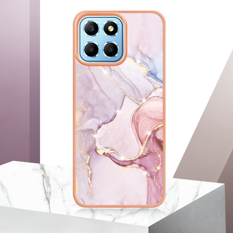 For Honor X8 5G Electroplating Marble Dual-side IMD Phone Case(Rose Gold 005)