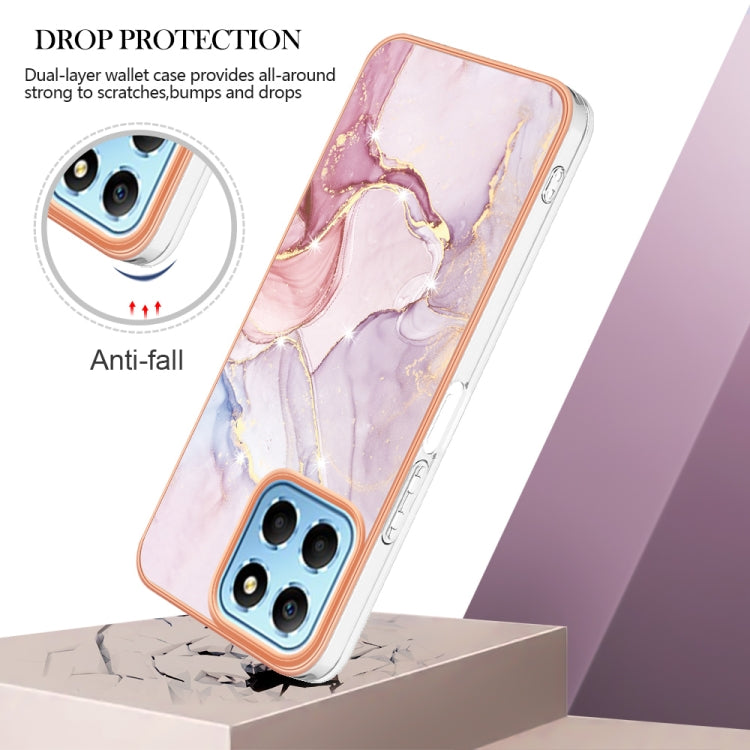 For Honor X8 5G Electroplating Marble Dual-side IMD Phone Case(Rose Gold 005)