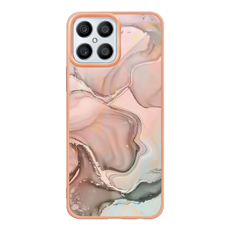 For Honor X8 4G Electroplating Marble Dual-side IMD Phone Case(Rose Gold 015)