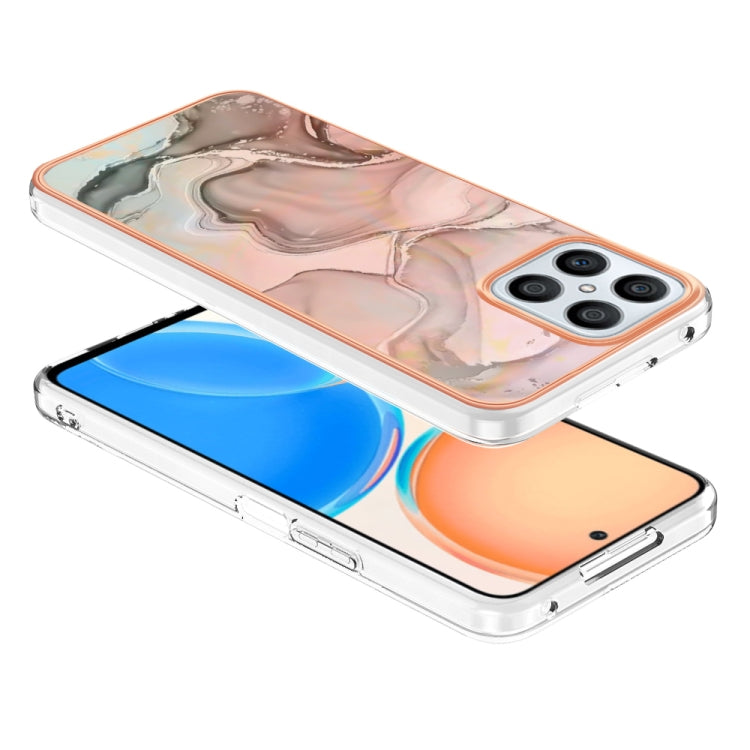 For Honor X8 4G Electroplating Marble Dual-side IMD Phone Case(Rose Gold 015)
