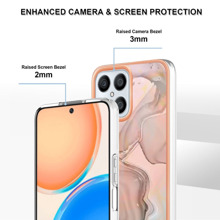 For Honor X8 4G Electroplating Marble Dual-side IMD Phone Case(Rose Gold 015)
